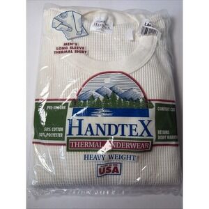 Vtg Handtext Thermal Shirt Heavy Weight Long Sleeve Comfort Cut Men's M NOS